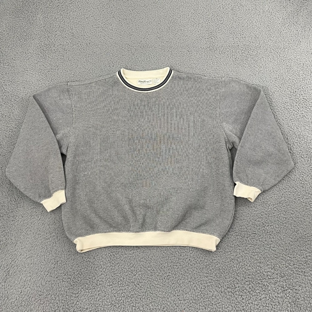 Norm Thompson Sweater Men M Gray 90s Grandpa Preppy‎ Crewneck